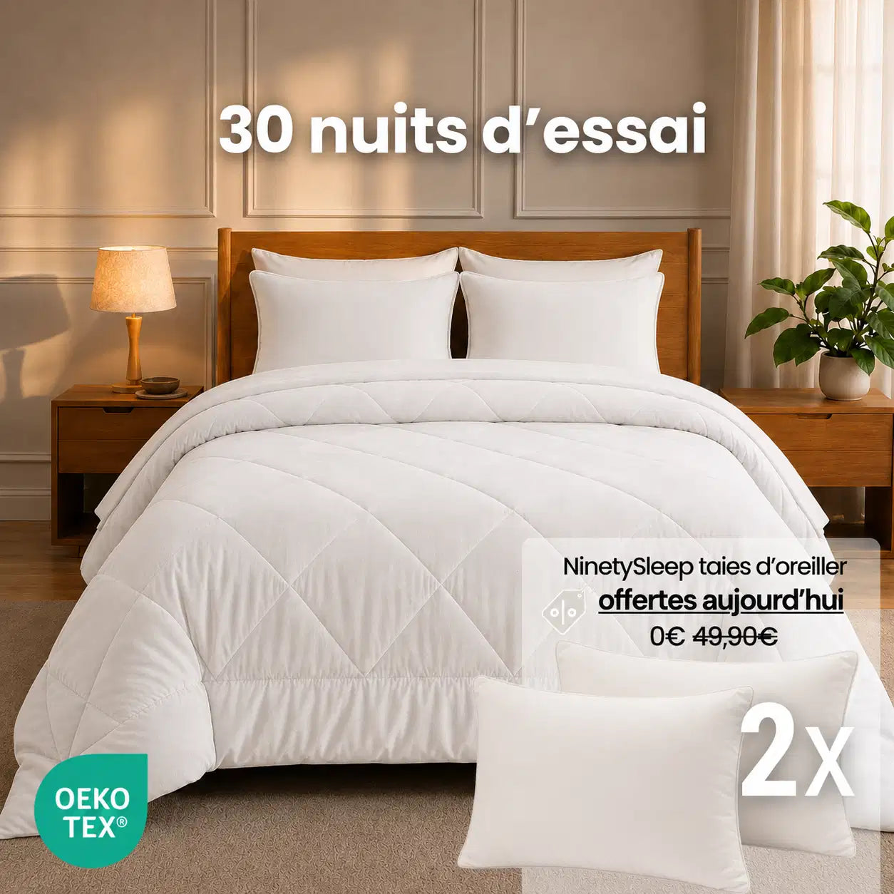NinetySleep™ Couette — La couette 2-en-1 toutes saisons qui élimine le besoin d'une housse de couette