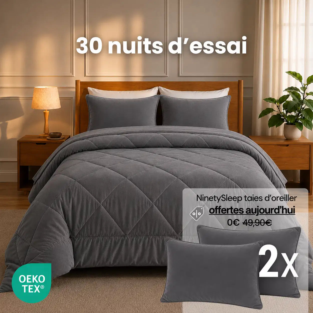 NinetySleep™ Couette — La couette 2-en-1 toutes saisons qui élimine le besoin d'une housse de couette