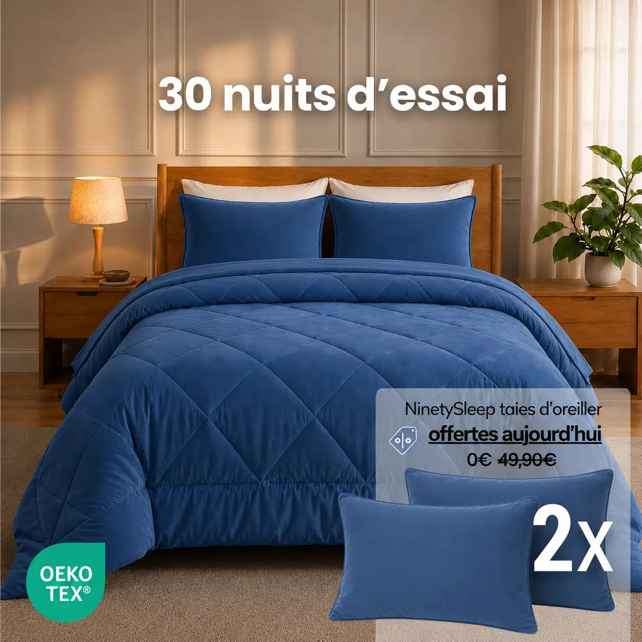 NinetySleep™ Couette — La couette 2-en-1 toutes saisons qui élimine le besoin d'une housse de couette