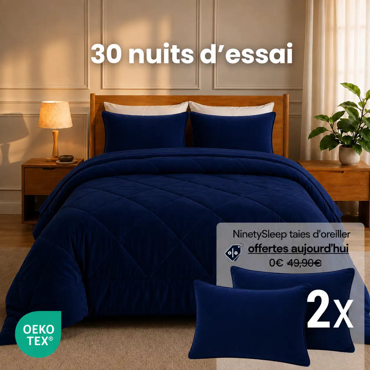 NinetySleep™ Couette — La couette 2-en-1 toutes saisons qui élimine le besoin d'une housse de couette