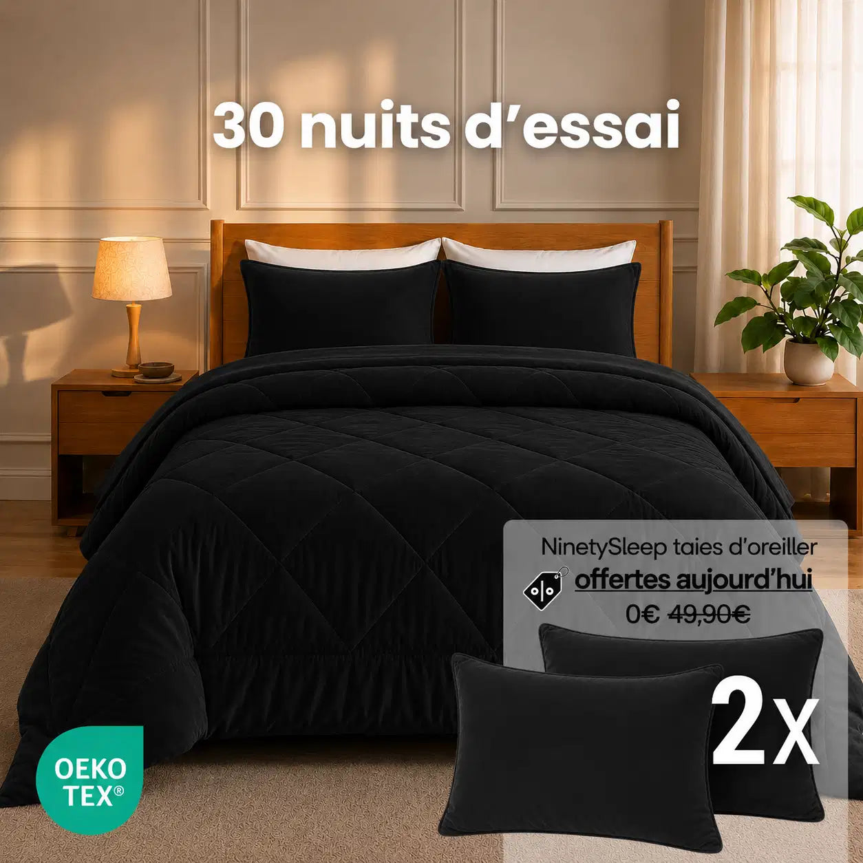 NinetySleep™ Couette — La couette 2-en-1 toutes saisons qui élimine le besoin d'une housse de couette