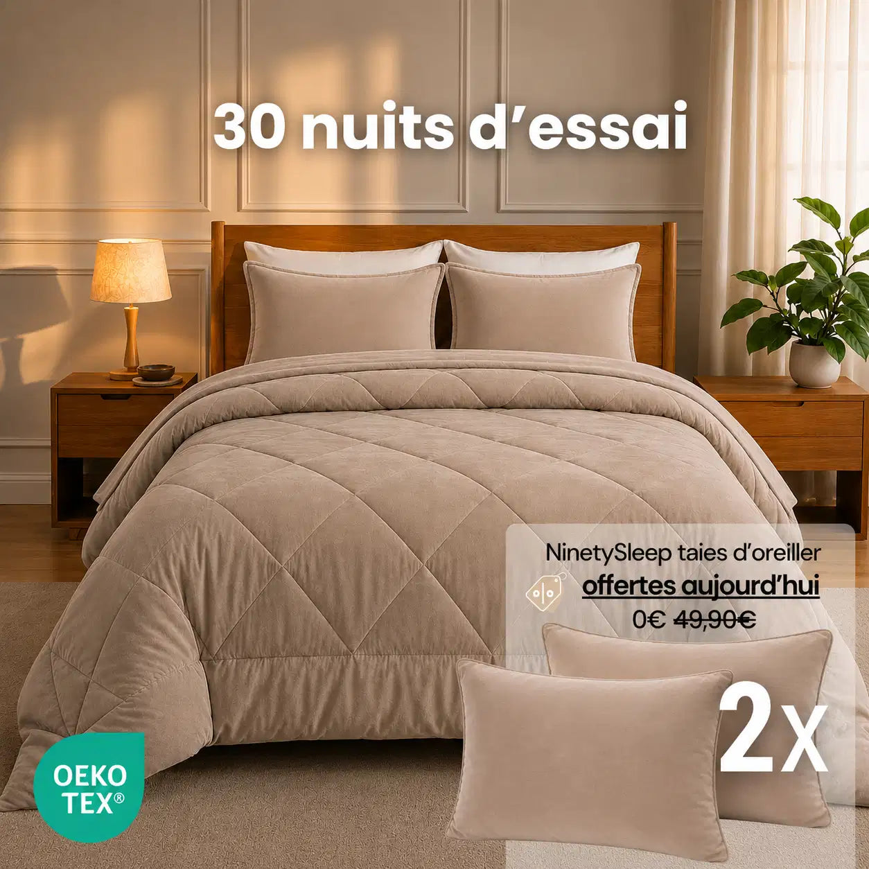 NinetySleep™ Couette — La couette 2-en-1 toutes saisons qui élimine le besoin d'une housse de couette