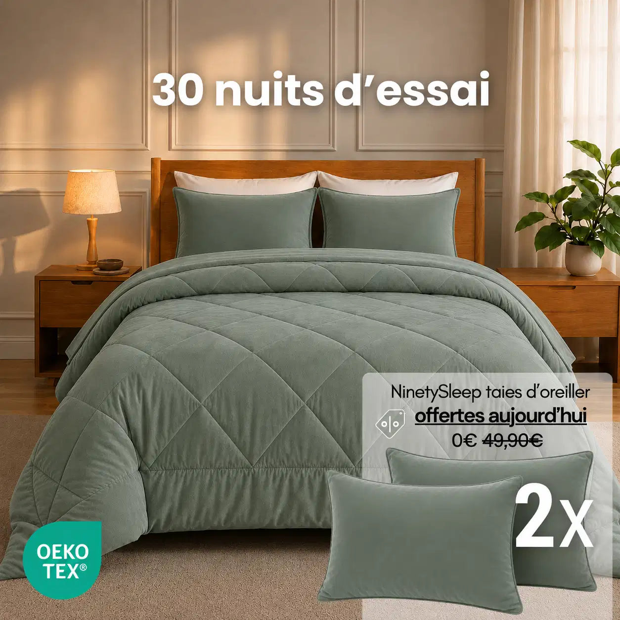 NinetySleep™ Couette — La couette 2-en-1 toutes saisons qui élimine le besoin d'une housse de couette